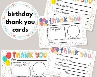 Birthday Fill in the Blank Thank You Cards | Digital Download