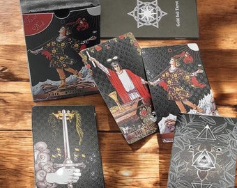 Black & Rose Gold Foil Tarot Deck with Guidebook