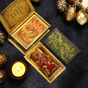 Gold Cthulhu Mythology Tarot Cards, Tarot Cards Deck With Guide Book, Luxury Tarot Cards, Water Proof, Luxury Gift Box.