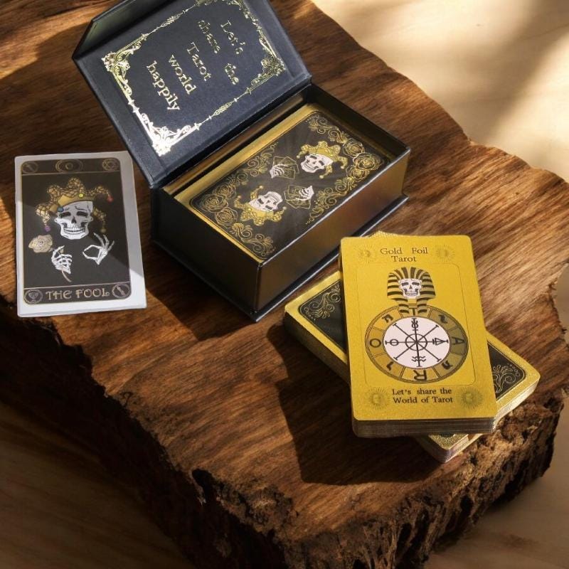 Gold Foil Skull Tarot Deck, 78 Waterproof Tarot Card Deck, Tarot Cards ...
