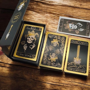Gold Foil Skull Tarot Deck, Tarot Cards Deck With Guide Book, Water Proof, Luxury Gift Box.