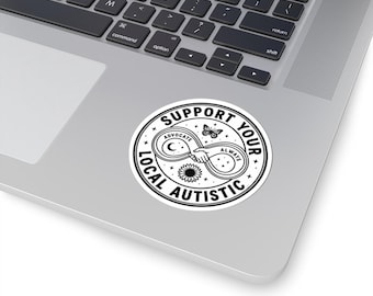 Support Your Local Autistic Sticker | Infinity Symbol, Sunflower & Moon