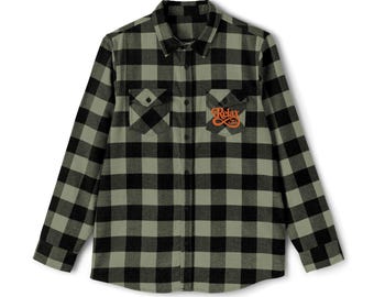 Halloween Jack-o'-Lantern Patch Flannel Shirt | Buffalo Plaid Pocket Design