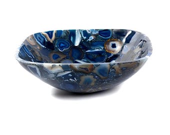 Blue agate wash basin hand made counter top sink for kitchen and bathroom decor