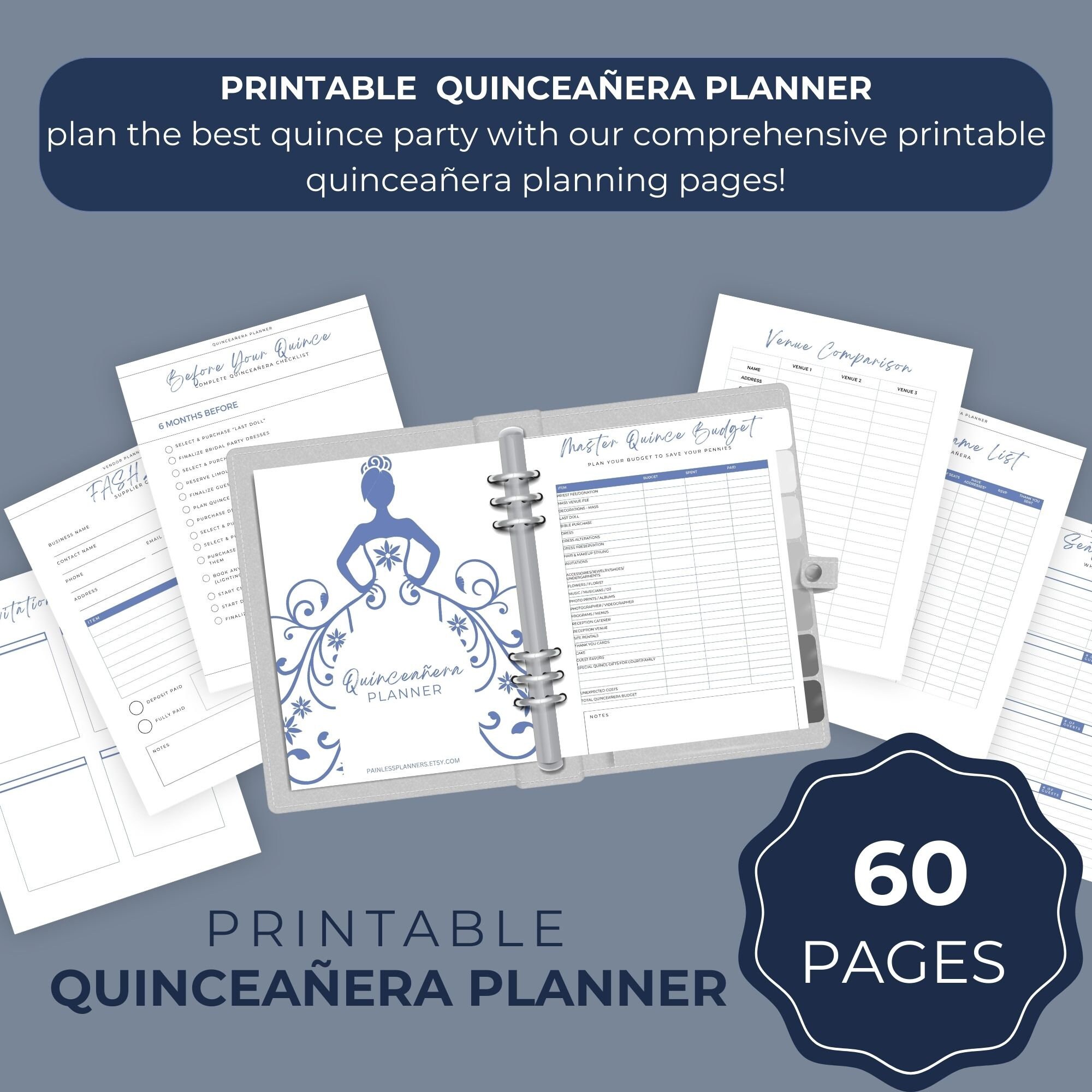 Quinceañera Planner Printable INSTANT DOWNLOAD 15th Birthday Party ...