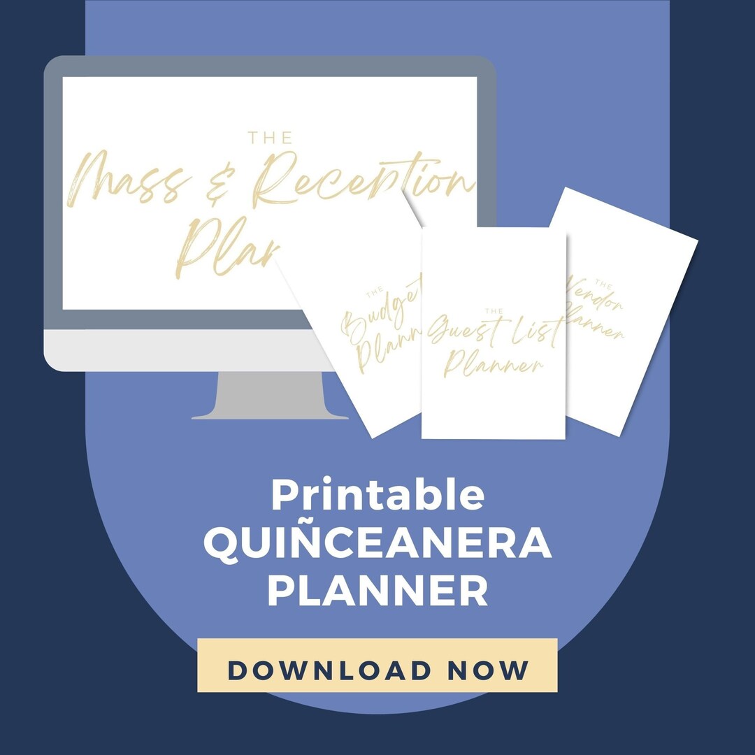 Printable Quinceanera Planner Binder Gold INSTANT DOWNLOAD 15th