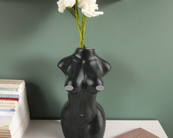 Black White Female Body Art Ceramic Vase, Naked Body Sculpture Vase, Torso Body Vase, Women's Body Vase, Goddess Statue, Home Decor, Gifts