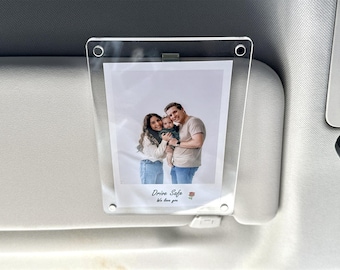 Personalized Car Visor Photo Clip, Romantic Boyfriend Gift, Couples Safe Driving Keepsake, Custom Photo Frame Car Decor, Mothers Day Gift