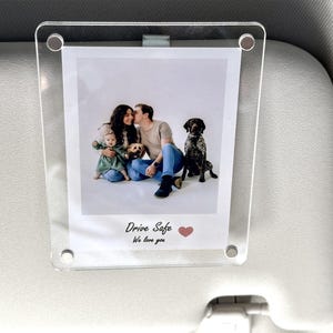 Gepersonaliseerde autoklep clipfoto, aangepaste zonneklepdecoratie voor auto, portemonnee fotohouder, fotokaart stel, autobedels, cadeau voor moeder