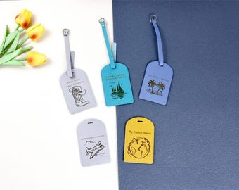 Personalisierter Leder Gepäckanhänger, Gravierte Monogramm Gepäckanhänger, Benutzerdefinierte Hochzeitsgepäckanhänger, Reisegeschenk für Sie, Brautjungfer Geschenke