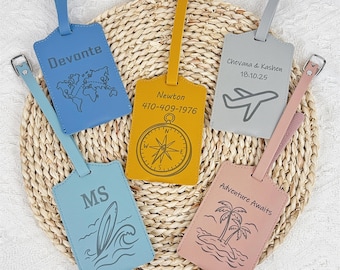 Set of 10 Bulk Personalised Leather Luggage Tag, Custom Wedding Favors for Guests, Suitcase Tag, Party Favors, Travel Gifts, baggage tags