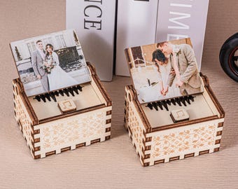 Personalized Wooden Music Box: Photo & Song Engraved Keepsake