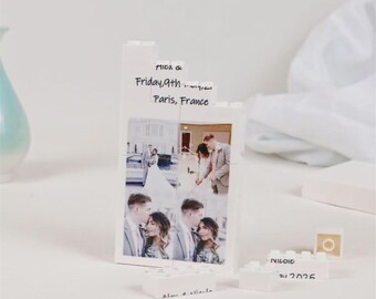 Personalisiertes Jubiläums Fotogeschenk, Benutzerdefinierte Fotobaustein, Bildbaustein, Geschenk für Paar, Hochzeitstag, Liebesgeschenk
