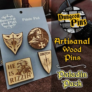 Dungeon Pins - Paladin Pack (Real Maple Wood Pins)