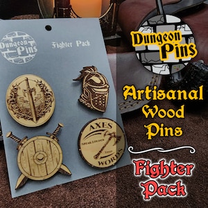 Dungeon Pins - Fighter Pack (Real Maple Wood Pins)
