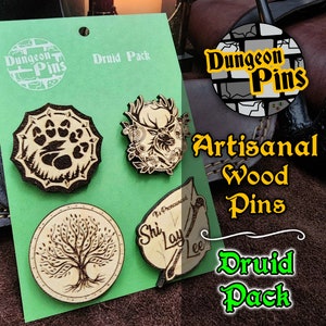 Dungeon Pins - Druid Pack (Real Maple Wood Pins)