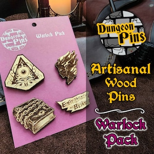Dungeon Pins - Warlock Pack (Real Maple Wood Pins)
