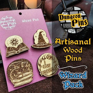 Dungeon Pins - Wizard Pack (Real Maple Wood Pins)