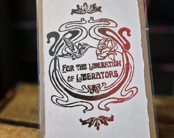 For the Liberation of Liberators; Activist art linocut print