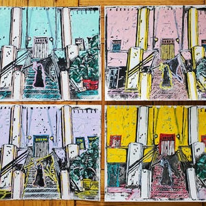 Seguimos; Activist art linocut print, leftist political art, Cuban Revolution, anarchist art