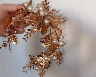 Golden retro handmade personality Baroque Crown Bride hair hoop wedding dress shape accessories camera props