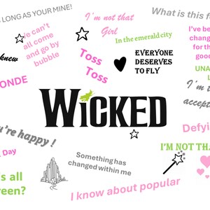 Wicked Sayings in pink, wicked digital download, wicked download, wicked the movie, glinda sayings, elphaba saying