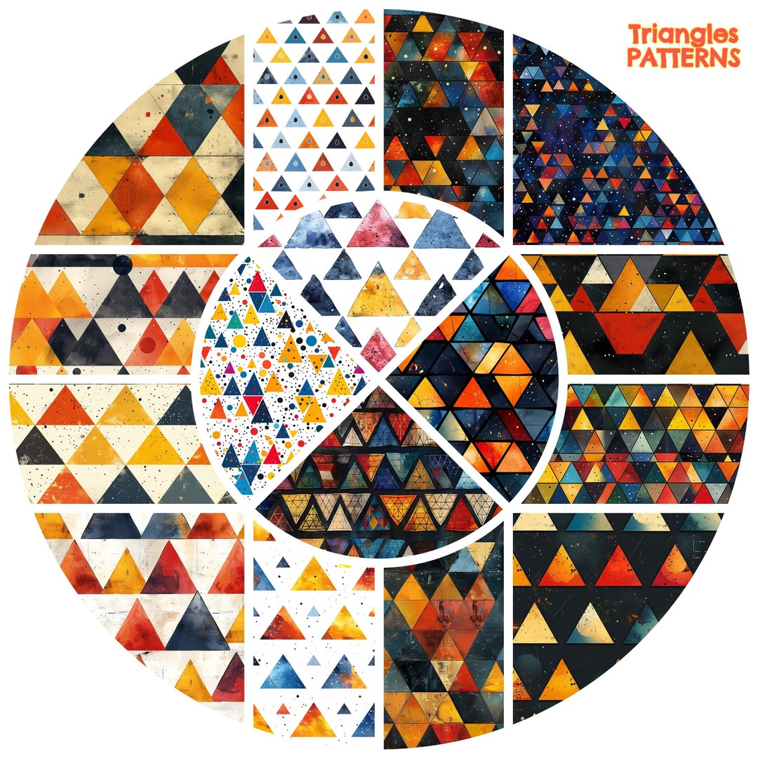 Triangles Pattern 120 OPTIONS Seamless Geometric Pattern Triangles Art ...