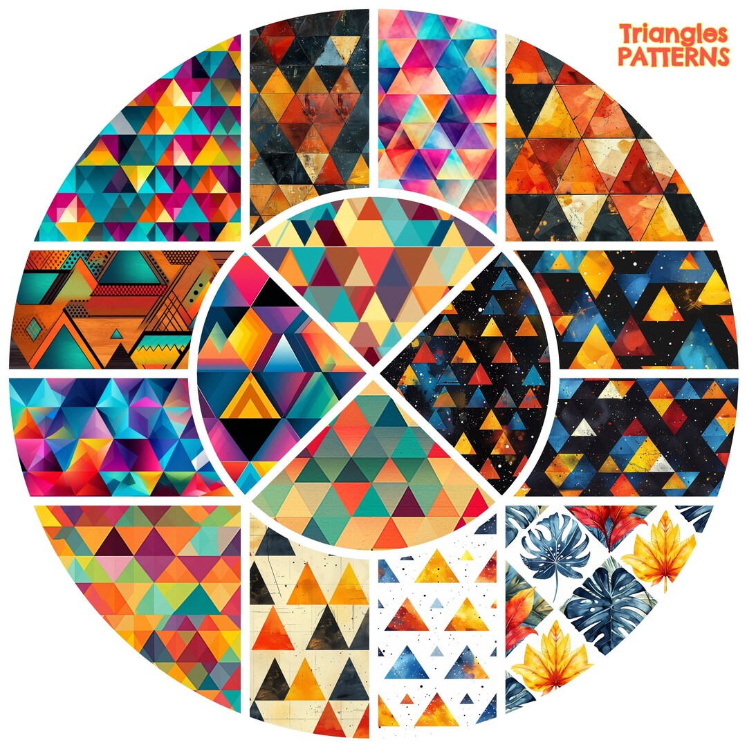 Triangles Pattern 20 OPTIONS Seamless Geometric Pattern Triangles Art ...