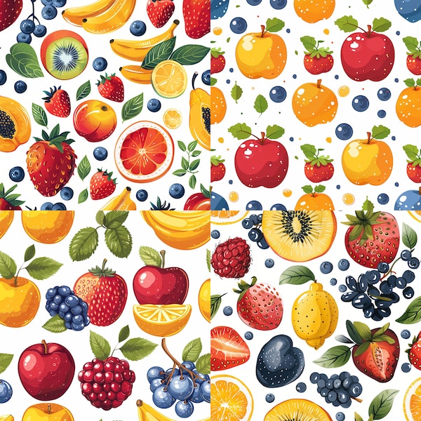 Motif de fruits 85 OPTIONS Fruits simples Design transparent Design artistique numérique moderne sur les fruits Baies Impression numérique de fruits Graphiques de fruits Fruits