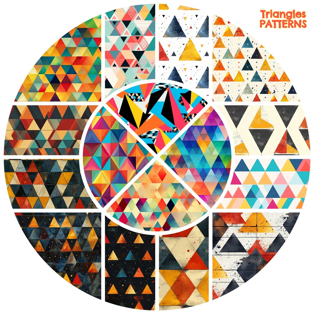 Triangles Pattern 20 OPTIONS Seamless Geometric Pattern Triangles Art ...