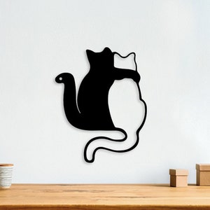 Spring Cat Metal Wall Art, Two Cats Metal Wall Art, Minimalist Home Wall Art, Stylish Cat Gift, Cat Statue/Sculpture, Room Decor, Wall Decal