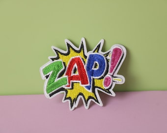 ZAP patch, word patch, iron on patch, embroidered patch, aesthetic patch, funny patch, for jacket, for backpack,