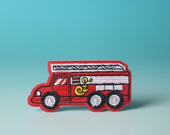 parche de camión de bomberos, parche termoadhesivo, parche bordado, parche estético, parche divertido, para chaqueta, para mochila,