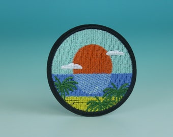 sunrise patch, beach patch, iron on patch, embroidered patch, aesthetic patch, funny patch, for jacket, for backpack,