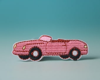 Rosa Roadster-bilmärke: Broderad strykapplikation
