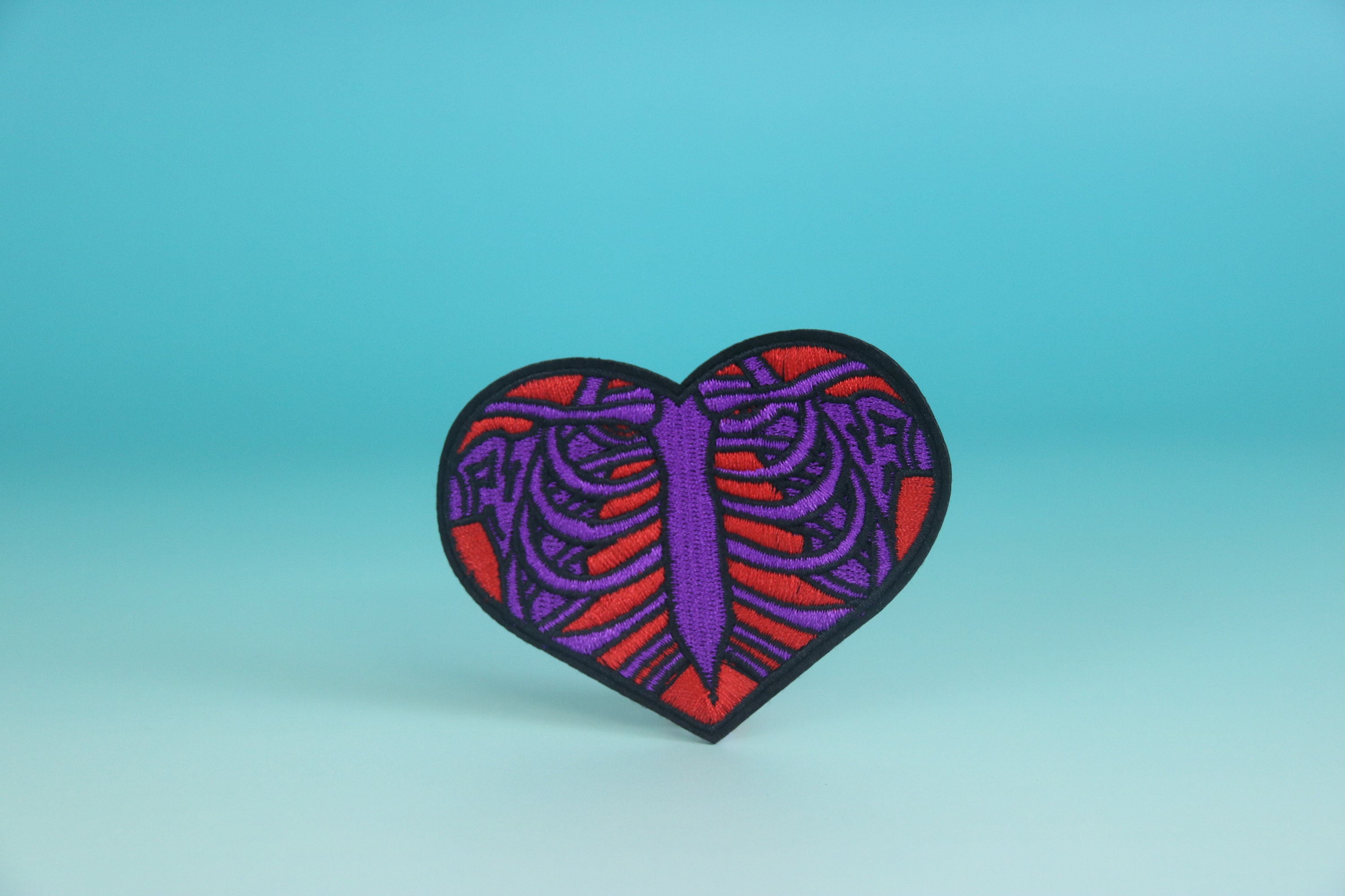 Red Heart Purple Skeleton Patch, Iron on Patch, Embroidered Patch ...