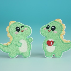 a set of  cute comic dinosaur patches, iron on patch, embroidered patch, aesthetic patch, funny patch, for jacket, for backpack,