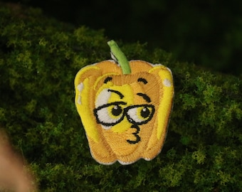 Comic Gelb Paprika Aufnäher, Aufbügler Paprika Patch, Aufbügler, gestickt, Ästhetische Patch, witzige Patch, für Jacke, Rucksack, Jacke, Patch
