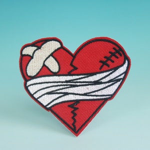 broken red heart patch, iron on patch, embroidered patch, aesthetic patch, funny patch, for jacket, for backpack,