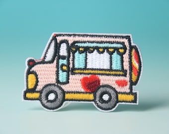 food truck-märke, bilmärke, strykmärke, broderat märke, estetiskt märke, roligt märke, för jacka, för ryggsäck,