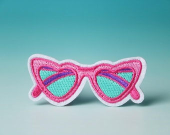 heart shape sunglasses patch, for girl, iron on patch, embroidered patch, aesthetic patch, funny patch, for jacket, for backpack,