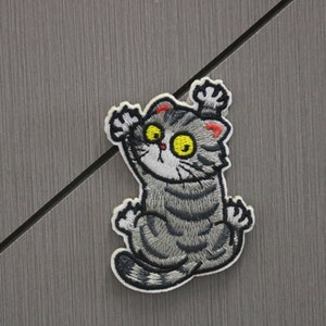 cat climbing patch, kitty patch, cute, iron on patch, embroidered patch, aesthetic patch, funny patch, for jacket, for backpack,