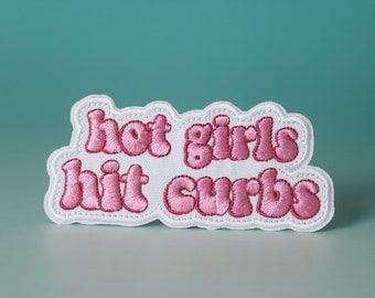 Heta tjejer träffar curbs-lapp, tjejlapp, stryklapp, broderad lapp, estetisk lapp, rolig lapp, för jacka, för ryggsäck,