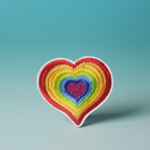 toppa a forma di cuore arcobaleno, toppa da stirare, toppa ricamata, toppa estetica, toppa divertente, per giacca, per zaino,