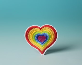 rainbow heart patch, iron on patch, embroidered patch, aesthetic patch, funny patch, for jacket, for backpack,