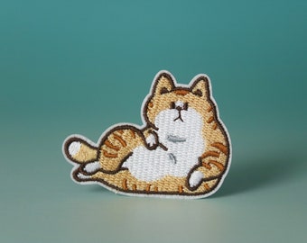 lazy cat patch, orange tabby cat patch, iron on patch, embroidered patch, aesthetic patch, funny patch, for jacket, for backpack,