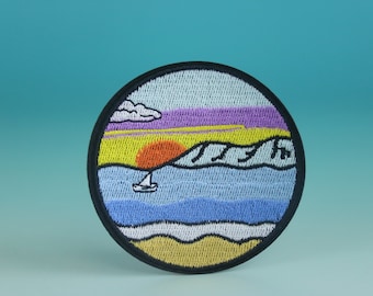 strandlapp, utomhuslapp, seglingslapp, stryklapp, broderad lapp, estetisk lapp, rolig lapp, för jacka, för ryggsäck,