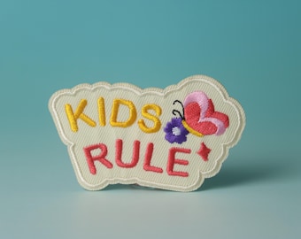 kids rule patch, scouts patch, phrase, iron on patch, embroidered patch, aesthetic patch, funny patch, for jacket, for backpack,