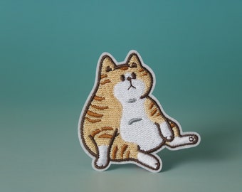 fat orange cat patch, iron on patch, embroidered patch, aesthetic patch, funny patch, for jacket, for backpack,
