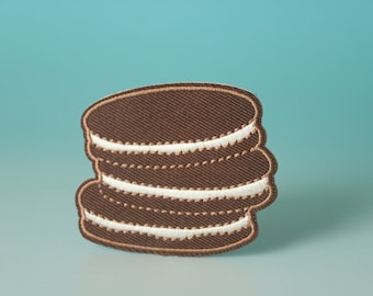 biscuit patch, cookie patch, Oreo patch, iron on patch, embroidered patch, aesthetic patch, funny patch, for jacket, for backpack,